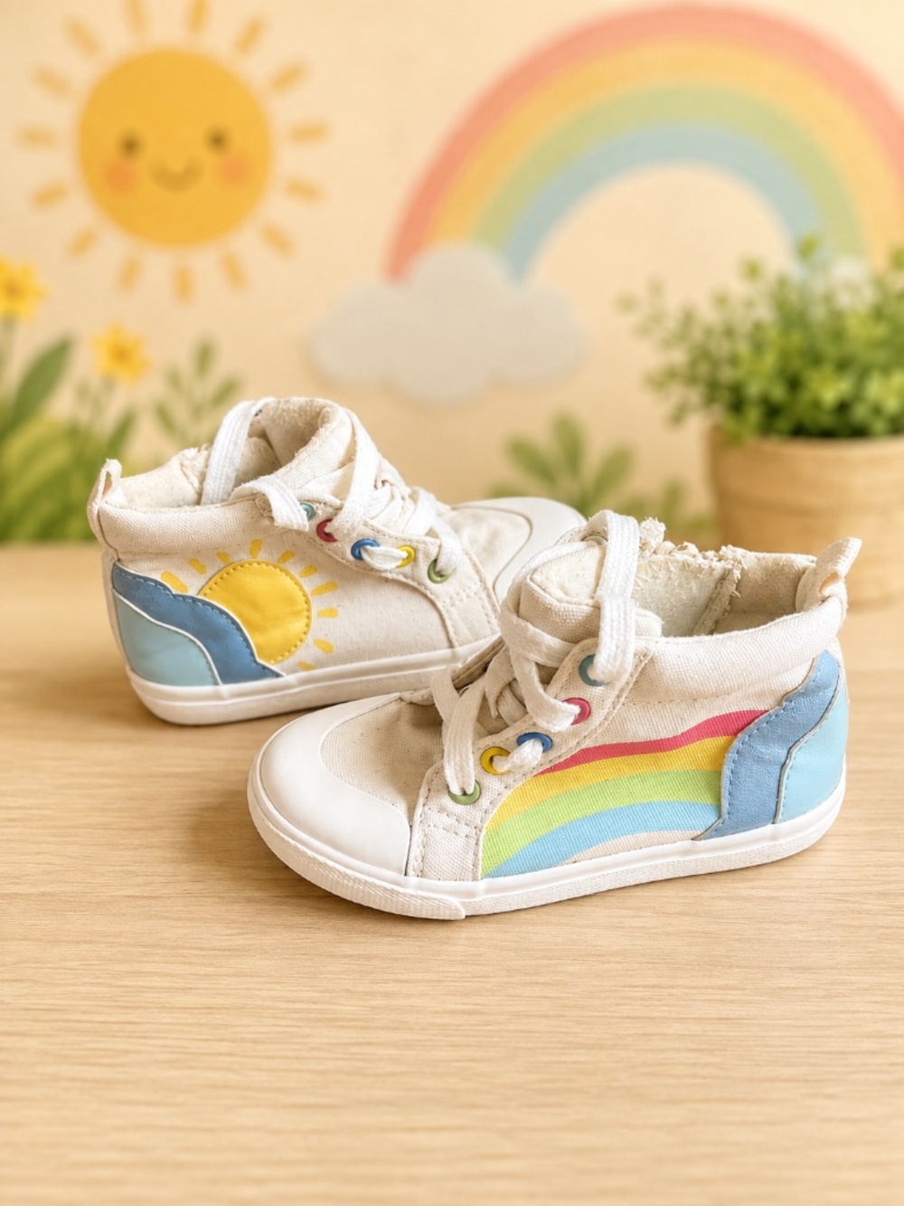 Cat & Jack Rainbow High-Top Sneakers | Toddler Size 9 🌈☀️